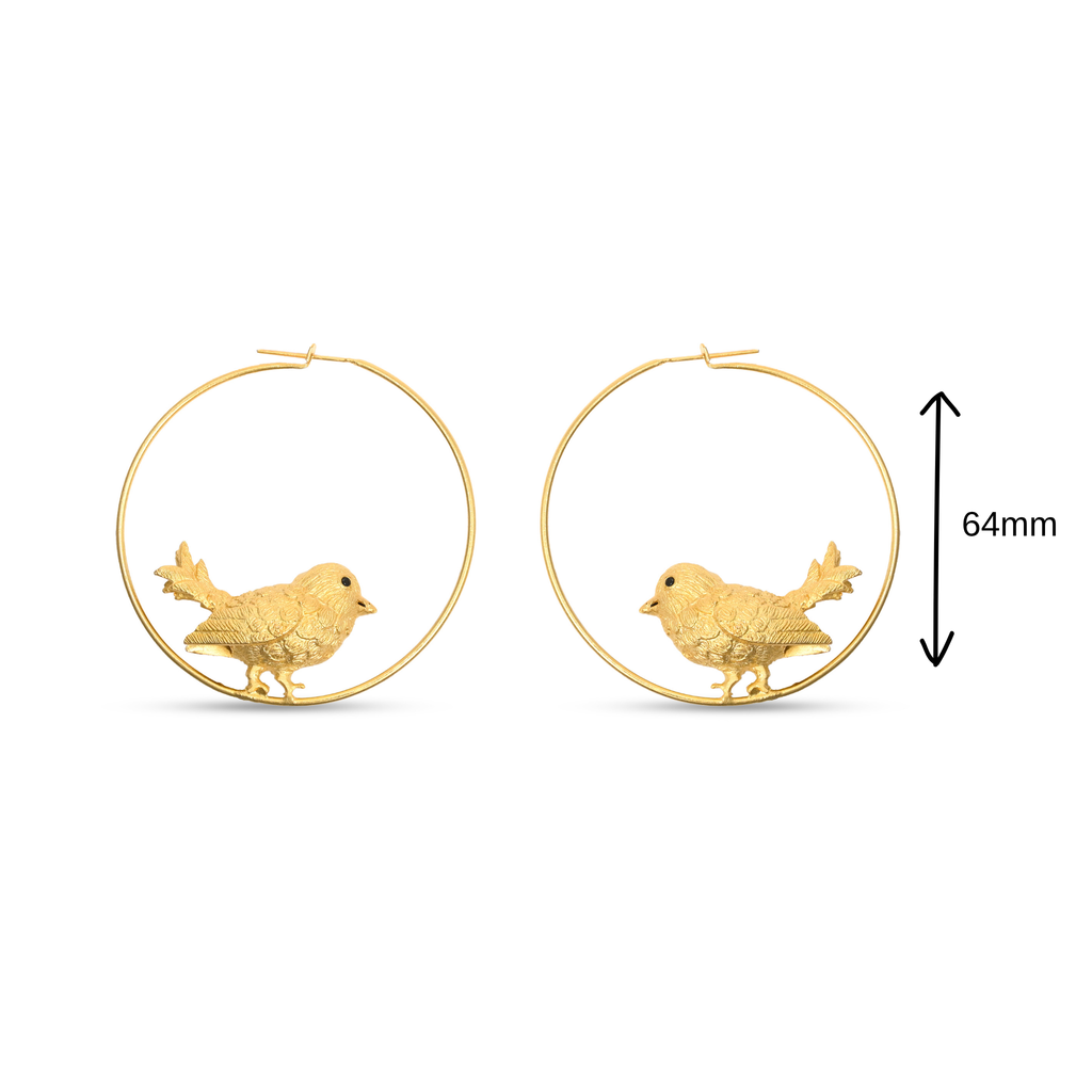 Song Bird Gold Plated Hoop Earrings