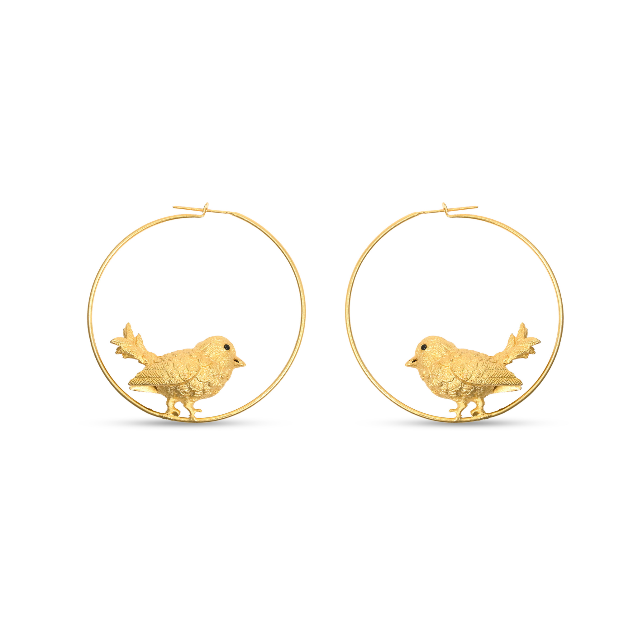 Song Bird Gold Plated Hoop Earrings