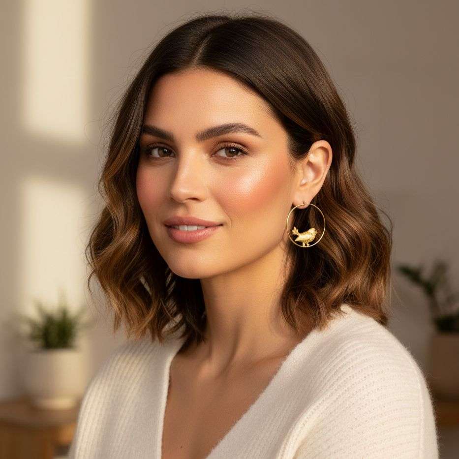 Song Bird Gold Plated Hoop Earrings