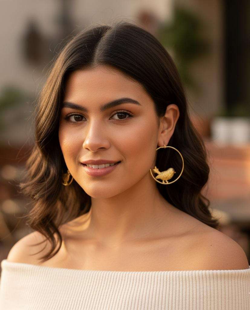 Song Bird Gold Plated Hoop Earrings
