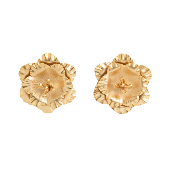 Handmade 24k gold-plated buttercup earrings with floral design