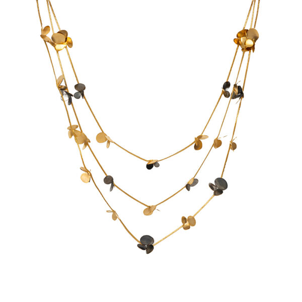 Elegant gold and oxidized multi-layered necklace from Oxylis