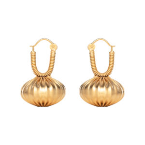Aelia Earrings – Handmade 24k Gold-Plated Ribbed Orbs on Secure Hooks