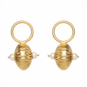 Handmade gold pearl earrings with intricate design and elegance